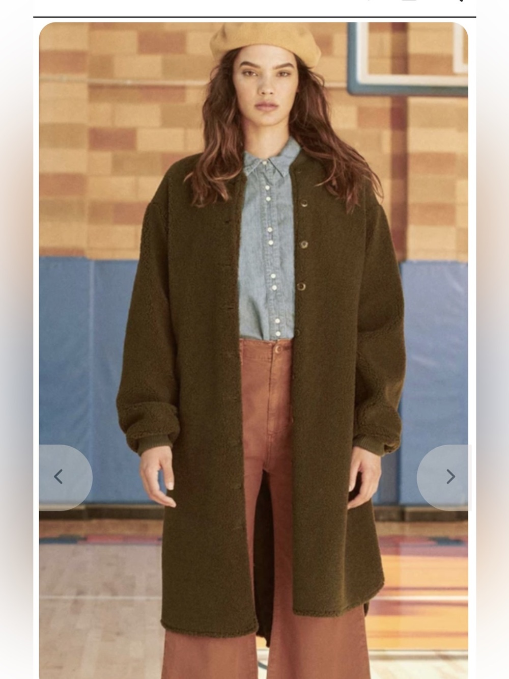 THE GREAT. The Sherpa Coat in Army Green size 1 Small